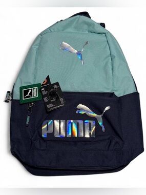 NWT PUMA Activation Backpack Baby Blue Aqua Navy Laptop Pocket School Bag Padded
